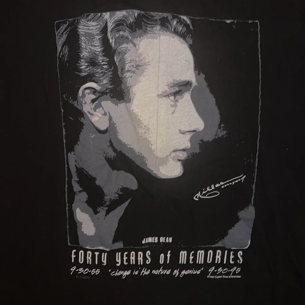 Vintage 90s James Dean Forty Years Of Memories Graphic T-Shirt - Picture 2 of 10